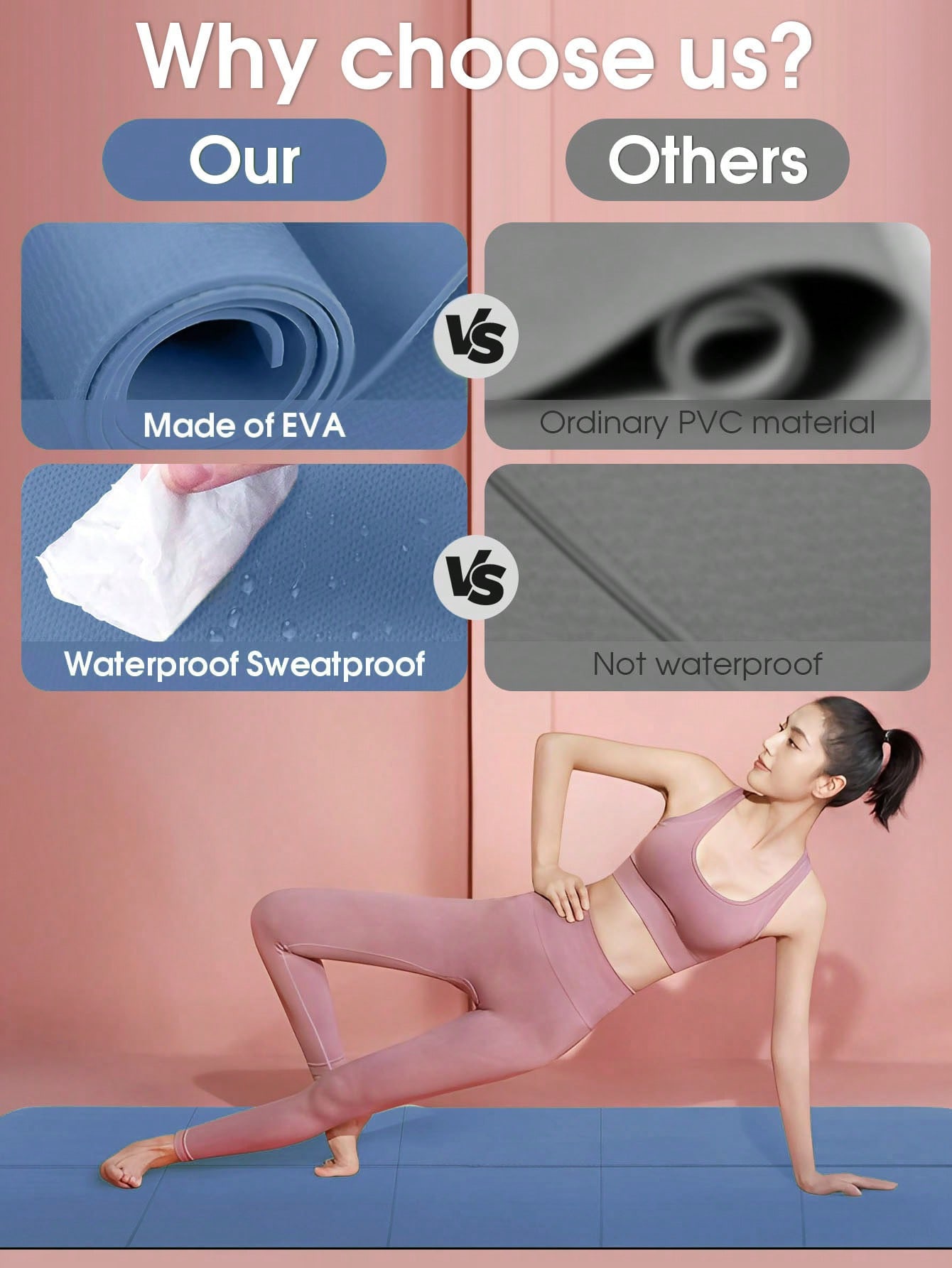 طوي اليوغا حصيرة الأزرق الداكن - مراجعة Pilates Yoga Matte وسعره